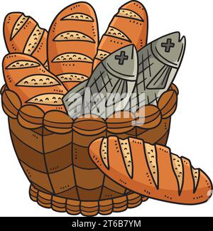 Christian Five Loaves and Two Fish Coloring Page Stock Vector Image ...