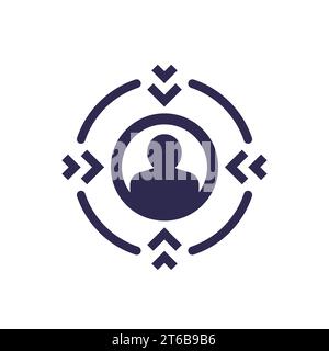 Focus on client icon, customer centricity vector Stock Vector