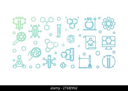 Vector Theoretical Chemistry concept colored outline illustration on white background Stock Vector