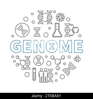 Genome vector round concept minimal illustration in thin line style Stock Vector