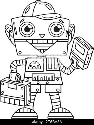 Briefcase Isolated Coloring Page for Kids, Stock vector