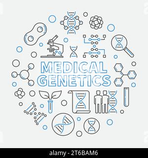 Medical Genetics vector round medicine concept illustration in thin line style Stock Vector