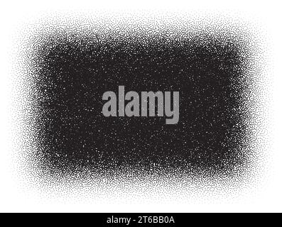 Dotwork rectangle pattern background. Black noise stipple dots. Dotted vector Stock Vector