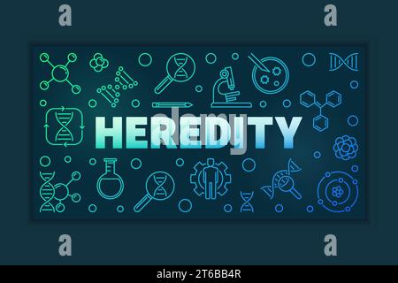 Heredity vector outline colorful horizontal illustration or banner on dark background Stock Vector