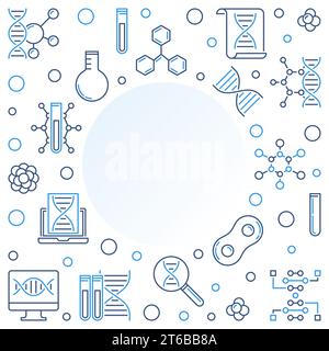 Biological Engineering and Science vector minimal frame or illustration in thin line style Stock Vector