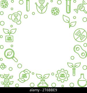 GMO Free vector green concept thin line illustration or frame Stock Vector