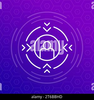 Focus on client icon, linear design Stock Vector