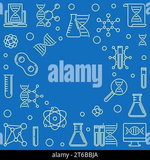 Vector Genetics and Science concept simple illustration or frame in thin line style Stock Vector