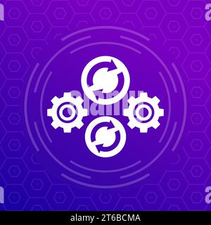 iteration icon with gears, vector Stock Vector