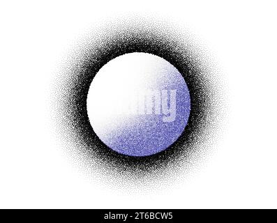 Dotwork moon pattern background. Black noise stipple dots. Dotted vector Stock Vector