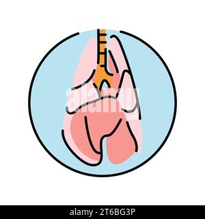 Lungs of the dog color line icon. Organisation in organism. Vector isolated element. Editable stroke. Stock Vector