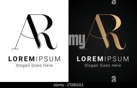 Ar letters monogram logo design in 3d style Vector Image