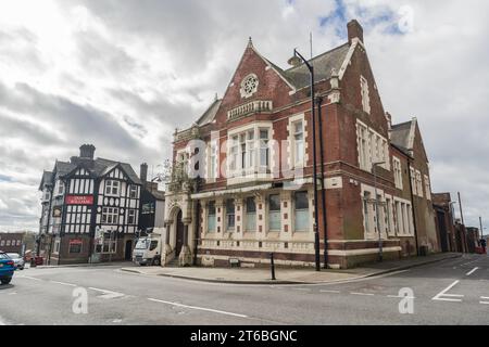 Burslem, Stoke on Trent, England, March 21st 2023. Natwest Bank and Duke William pub in town center, business and travel editorial illustration. Stock Photo