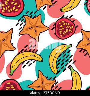 organic and fruits pastel colors seamless pattern Stock Vector