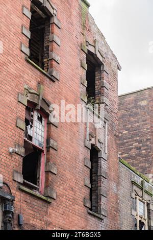 Burslem, Stoke on Trent, England, March 21st 2023. Smashed windows on abandoned property, urban decay, vandalism editorial illustration. Stock Photo