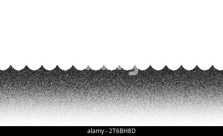 Dotwork wave pattern background. Black noise stipple dots. Dotted vector Stock Vector