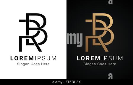 Luxury Initial BR or RB Monogram Text Letter Logo Design Stock Vector