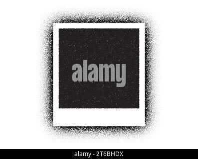 Dotwork photo frame pattern. Black noise stipple dots. Dotted vector Stock Vector