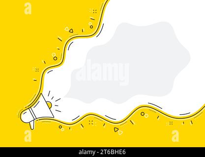 Loudspeaker alert background. Recommend marketing campaign. Megaphone promotion yellow banner. Vector Stock Vector