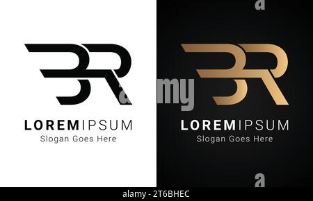 Luxury Initial BR or RB Monogram Text Letter Logo Design Stock Vector