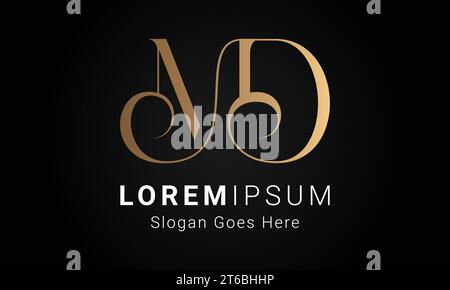 Luxury Initial MD or DM Monogram Text Letter Logo Design Stock Vector