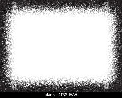 Dotwork frame pattern background. Black noise stipple dots. Dotted vector Stock Vector