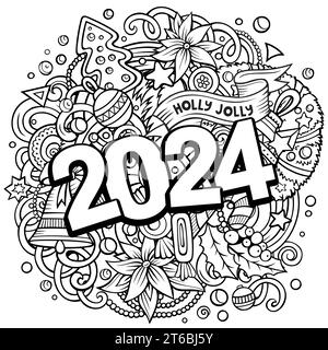 2024 logo text design for coloring. Design template Celebration ...