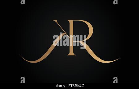 Luxury Initial KR or RK Monogram Text Letter Logo Design Stock Vector