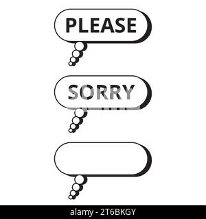Thinking bubbles with differents words inside and one empty on a white background Stock Vector