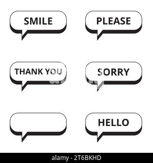 Speech bubbles with differents words inside and one empty on a white background Stock Vector