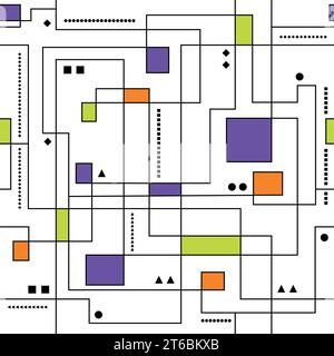 Lines and geometric figures seamless pattern Stock Vector