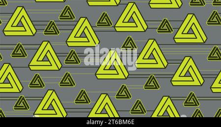 modern triangle and lines illusion seamless pattern Stock Vector
