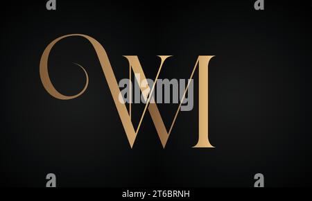 Luxury Initial MV or VM Monogram Text Letter Logo Design Stock Vector