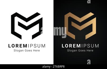 Luxury Initial MM Monogram Text Letter Logo Design Stock Vector