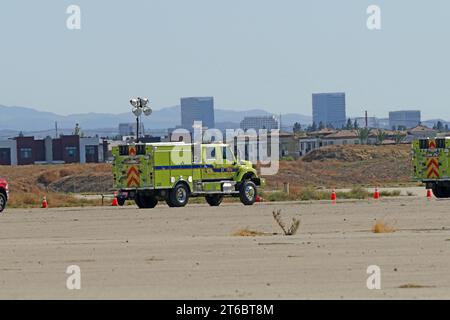 Navy blimp hanger after being destroyed by fire Stock Photo