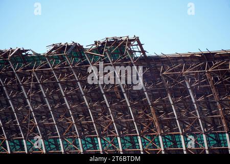 Navy blimp hanger after being destroyed by fire Stock Photo