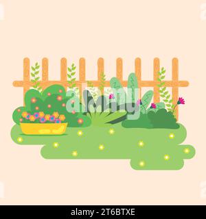 Cute colored flat style garden Vector Stock Vector Image & Art - Alamy