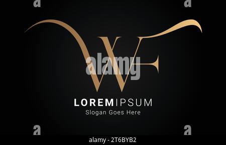 Luxury Initial WF or FW Monogram Text Letter Logo Design Stock Vector