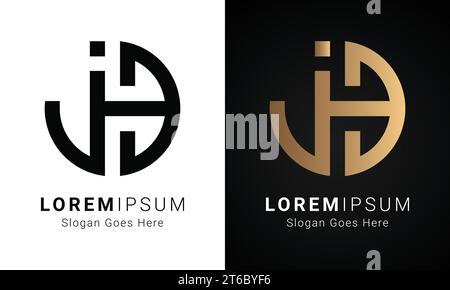 Luxury Initial JB or BJ Monogram Text Letter Logo Design Stock Vector