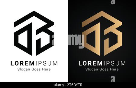 Luxury Initial BD or DB Monogram Text Letter Logo Design Stock Vector