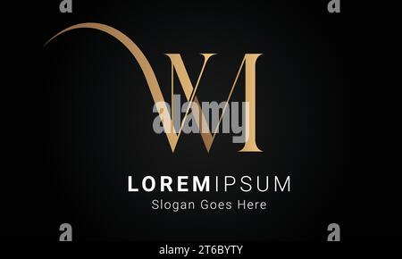 Luxury Initial MV or VM Monogram Text Letter Logo Design Stock Vector