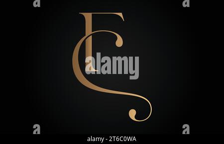 Luxury Initial FC or CF Monogram Text Letter Logo Design Stock Vector