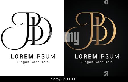 Luxury Initial BD or DB Monogram Text Letter Logo Design Stock Vector