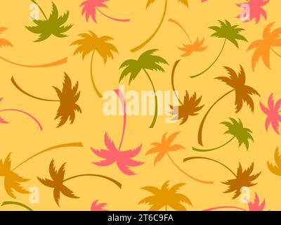 Seamless pattern with palm trees of different colors. Summer time, wallpaper with tropical palm trees pattern. Design for printing t-shirts, banners a Stock Vector
