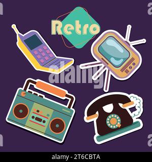 Retro and nostalgic background with old devices Vector Stock Vector