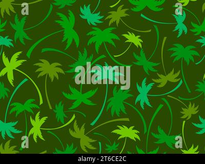 Seamless pattern with green palm trees. Summer time, wallpaper with tropical palm trees pattern. Design for printing t-shirts, banners and promotional Stock Vector