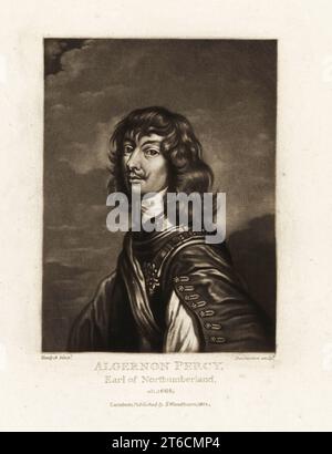 Algernon Percy, 10th Earl of Northumberland, 4th Baron Percy, 1602-1668. English aristocrat and supporter of the Parliamentary cause in the English Civil War. Mezzotint engraving by Robert Dunkarton after a portrait by Sir Anthony Van Dyke from Richard Earlom and Charles Turner's Portraits of Characters Illustrious in British History Engraved in Mezzotinto, published by S. Woodburn, London, 1814. Stock Photo