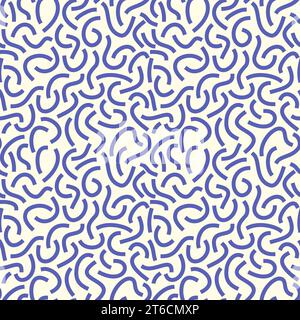 Blue curved lines isolated on white background. Bold Squiggles. Stock Vector