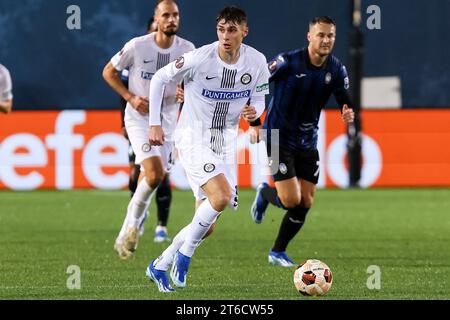 Bergamo, Italy, 9 November, 2023. Szymon Wlodarczyk (SK Sturm Graz) in ...