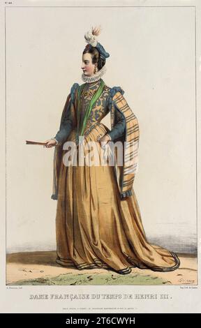 Fashion Plate: Dame Francaise Du Temps De Henri III, no. 44, c1850. Stock Photo